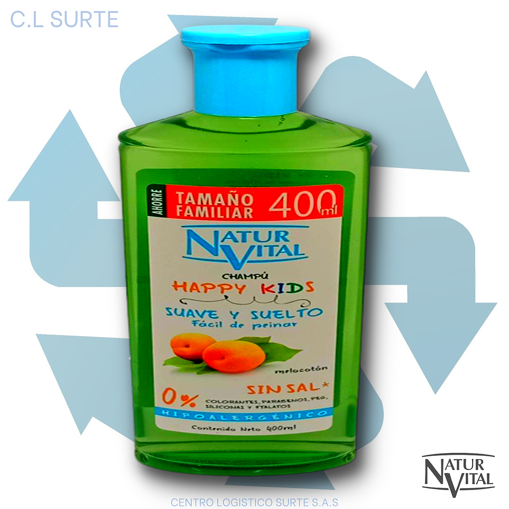 NATURAL VITAL CHAMPU X 400 ML HAPPY KIDS BISONTE + IVA