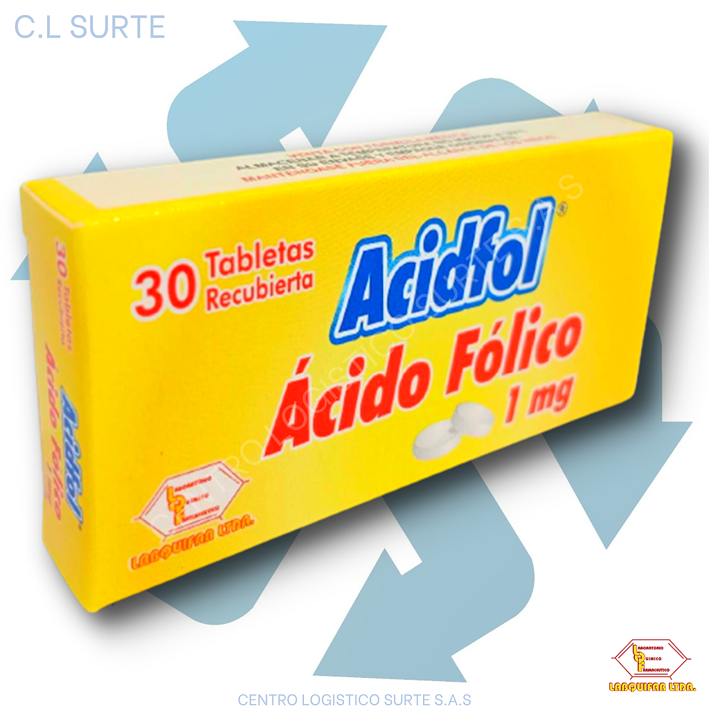 ACIDFOL 1 MG X 30 TAB ACIDO FOLICO LABQUIFAR
