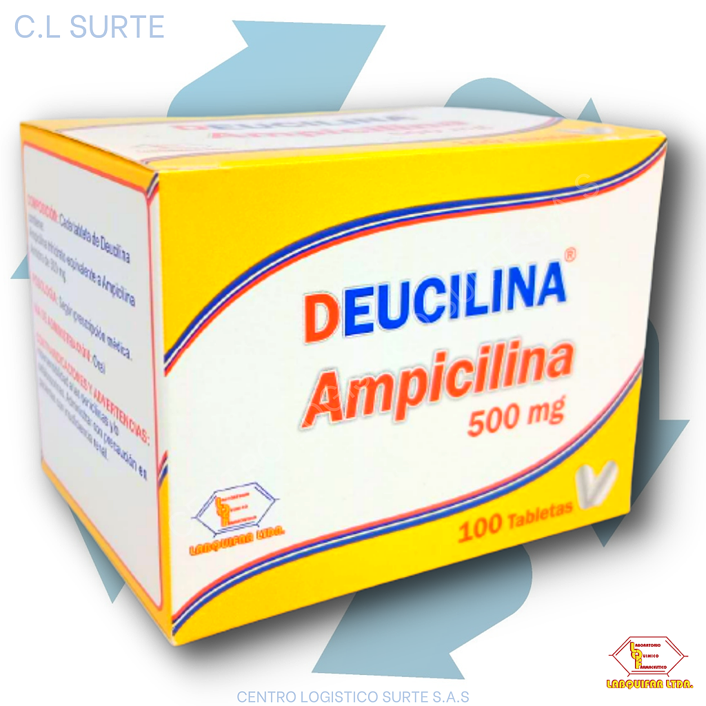 DEUCILINA  500 MG X 100 TAB AMPICILINA LABQUIFAR