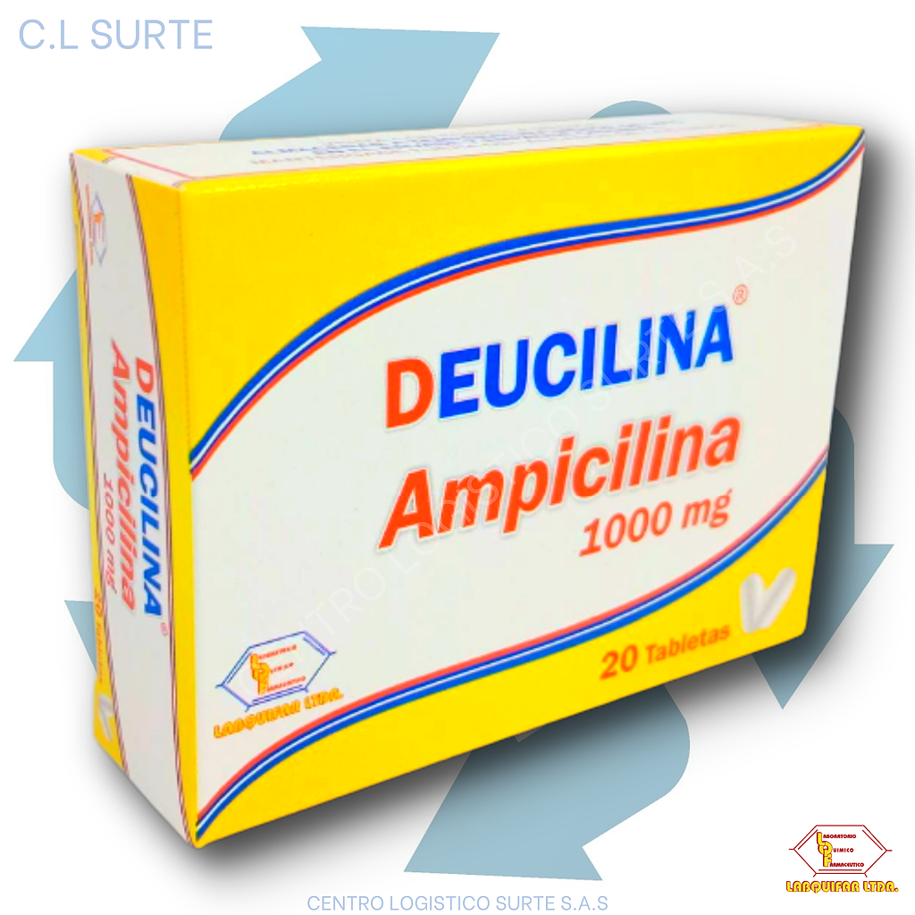 DEUCILINA 1000 MG X  20 TAB AMPICILINA LABQUIFAR