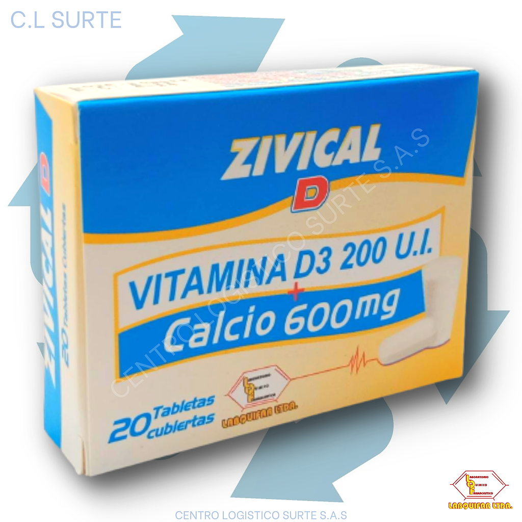 ZIVICAL D X 20 TAB CARBONATO DE CALCIO 600 MG LABQUIFAR