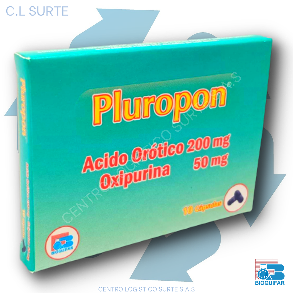 PLUROPON X 10 CAP ACIDO OROTICO 200 MG+OXIPU BIOQUIFAR