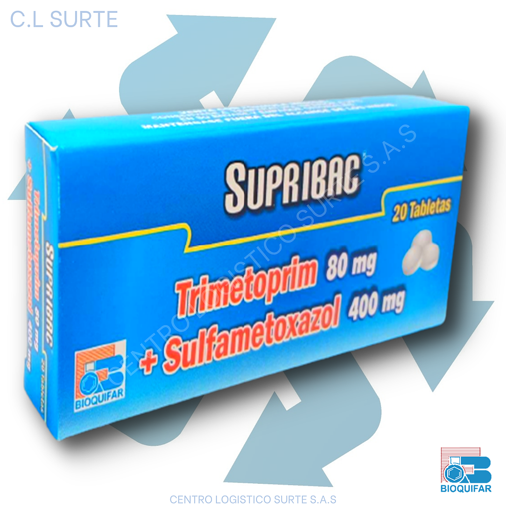 SUPRIBAC X 20 TAB TRIMETOPRIM 80 MG + SULFAMETOXAZOL 400 MG BIOQUIFAR