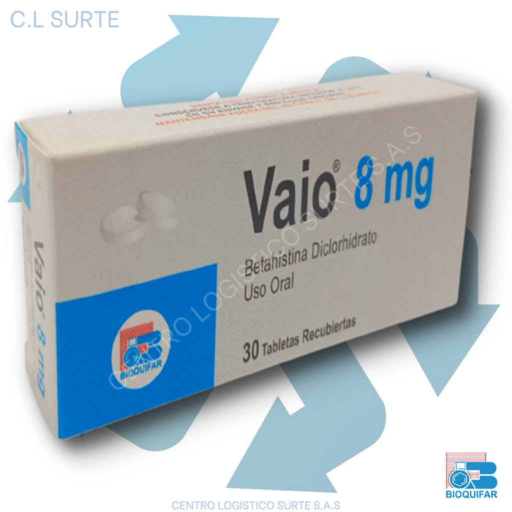 VAIO 8 MG X 30 TAB BETAHISTINA BIOQUIFAR