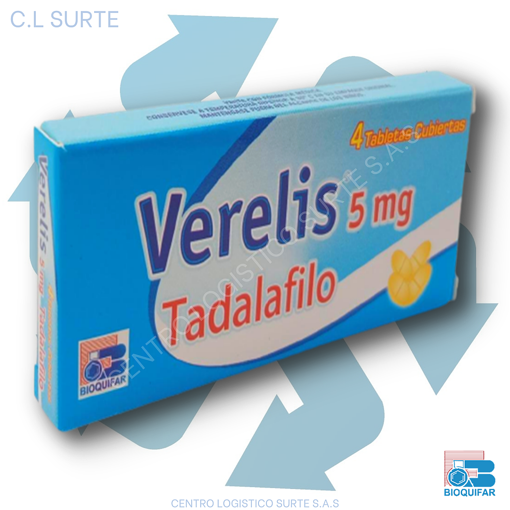 VERELIS 5 MG X 4 TAB TADALAFILO BIOQUIFAR