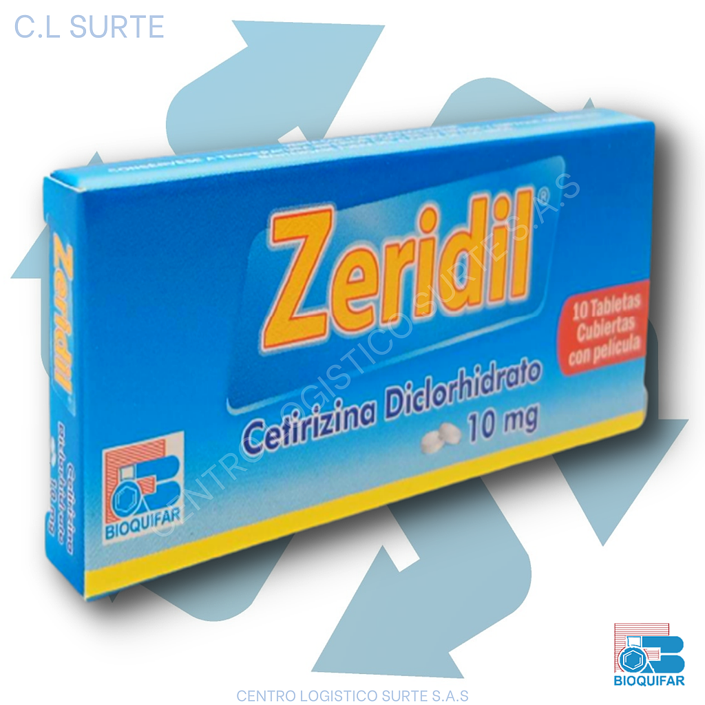ZERIDIL 10 MG X 10 TAB CETIRIZINA BIOQUIFAR