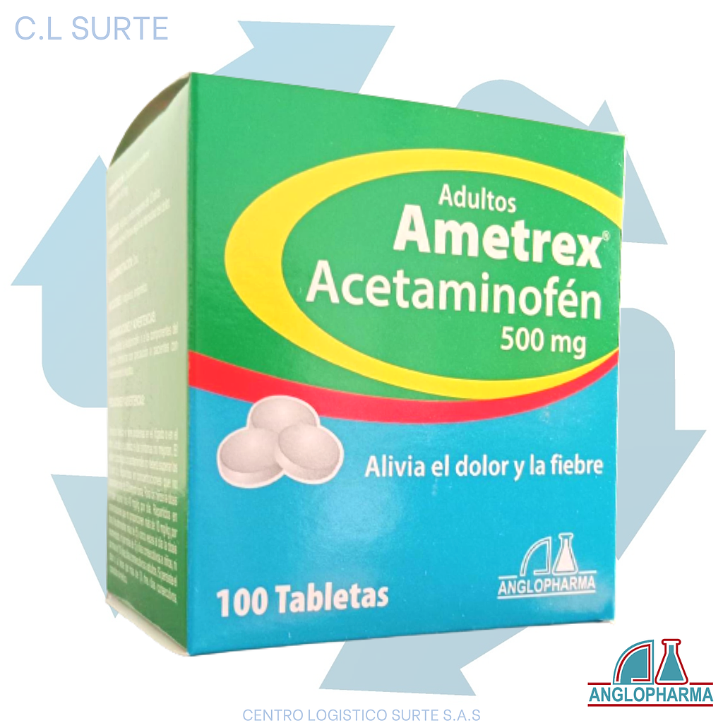 AMETREX 500 MG X 100 TAB ACETAMINOFEN ANGLOPHARMA