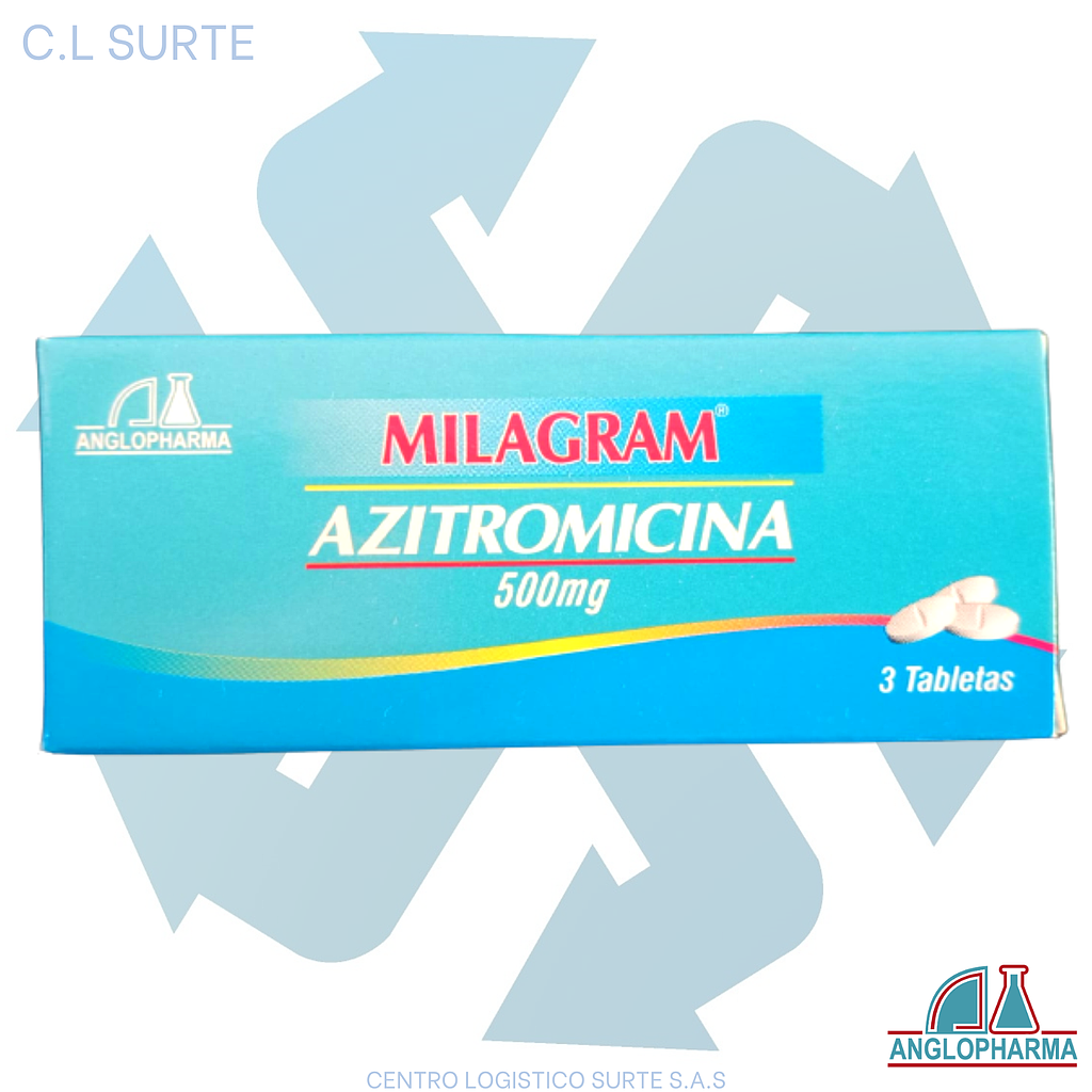 MILAGRAM X 3 TAB AZITROMICINA 500 MG ANGLOPHARMA