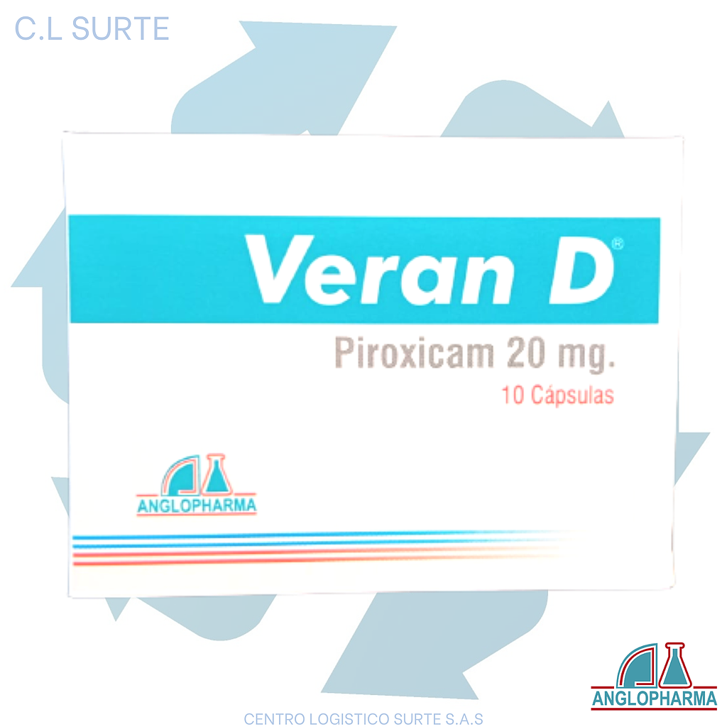 VERAN-D 20 MG CJA X 10 CAP PIROXICAM ANGLOPHARMA