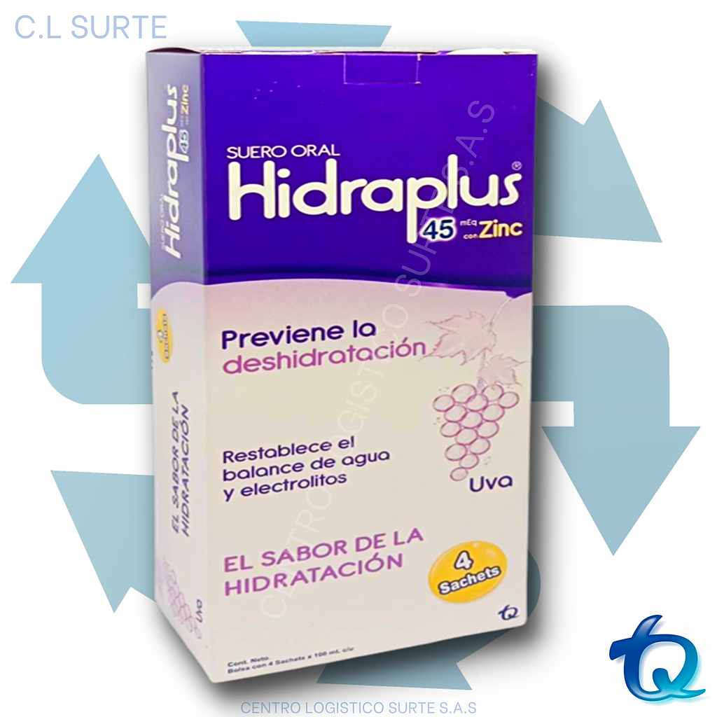 HIDRAPLUS 45 MEQ X 4 SACHET ZINC UVA ETICOS TQ