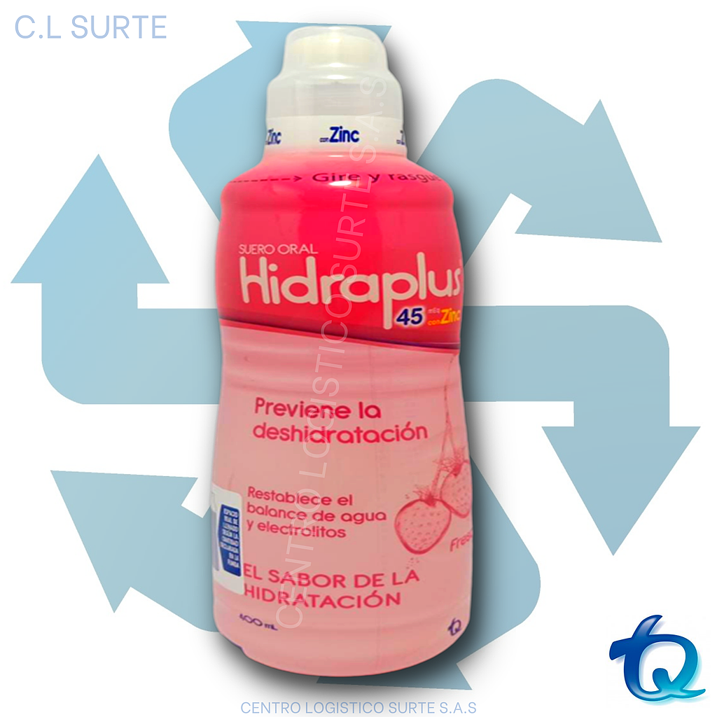 HIDRAPLUS 45 MEQ X 400 ML ZINC FRESA ETICOS TQ