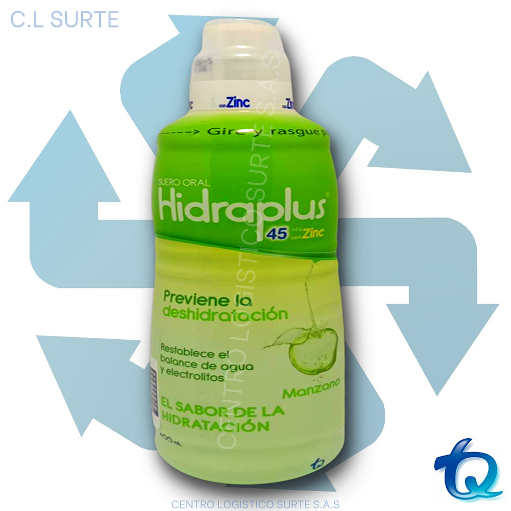 HIDRAPLUS 45 MEQ X 400 ML ZINC MANZANA ETICOS TQ