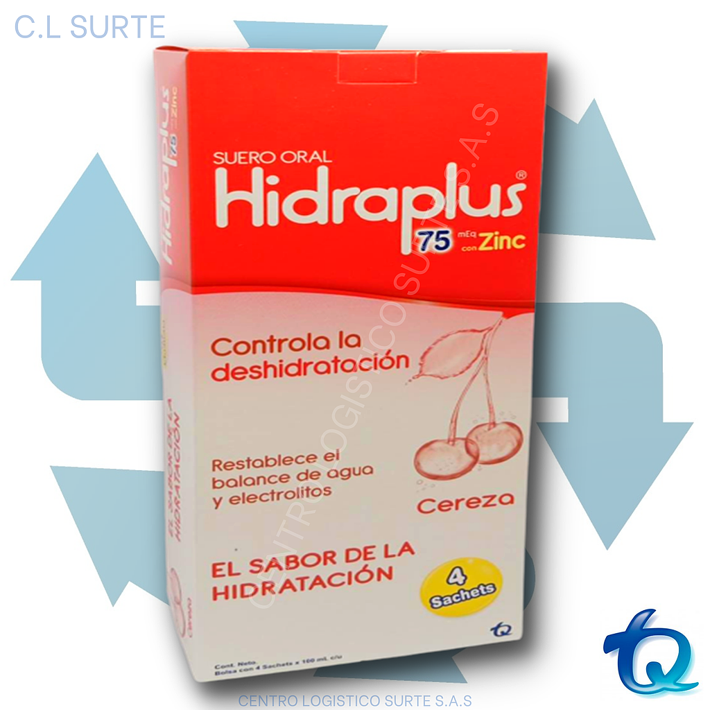 HIDRAPLUS 75 MEQ X 4 SACHET ZINC CEREZA ETICOS TQ