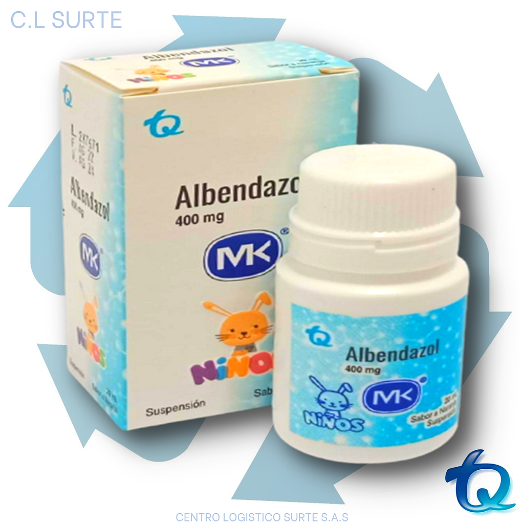 ALBENDAZOL SUSP 400 MG X 20 ML MK TQ