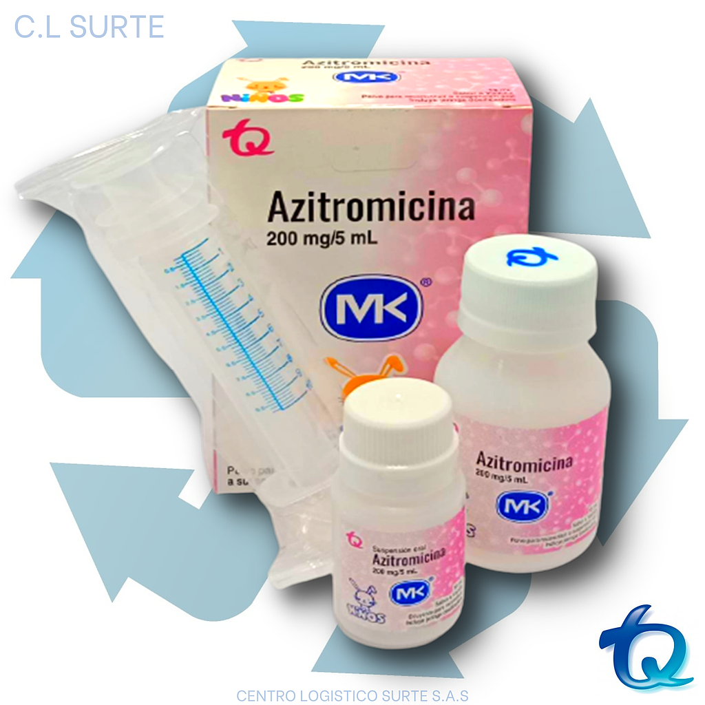 AZITROMICINA 200 MG SUSP X 15 ML + DOSIFICADOR MK TQ