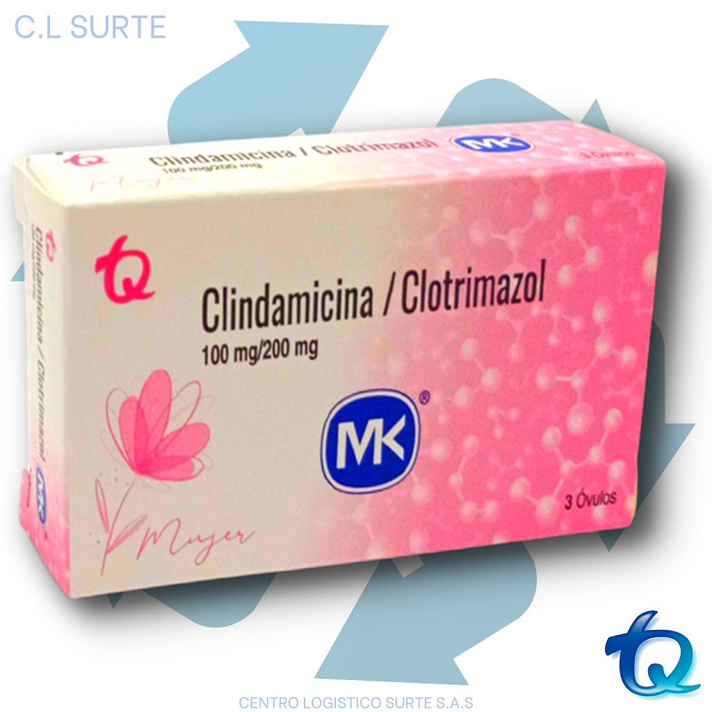 CLINDAMICINA + CLOTRIMAZOL X 3 OVULOS MK TQ