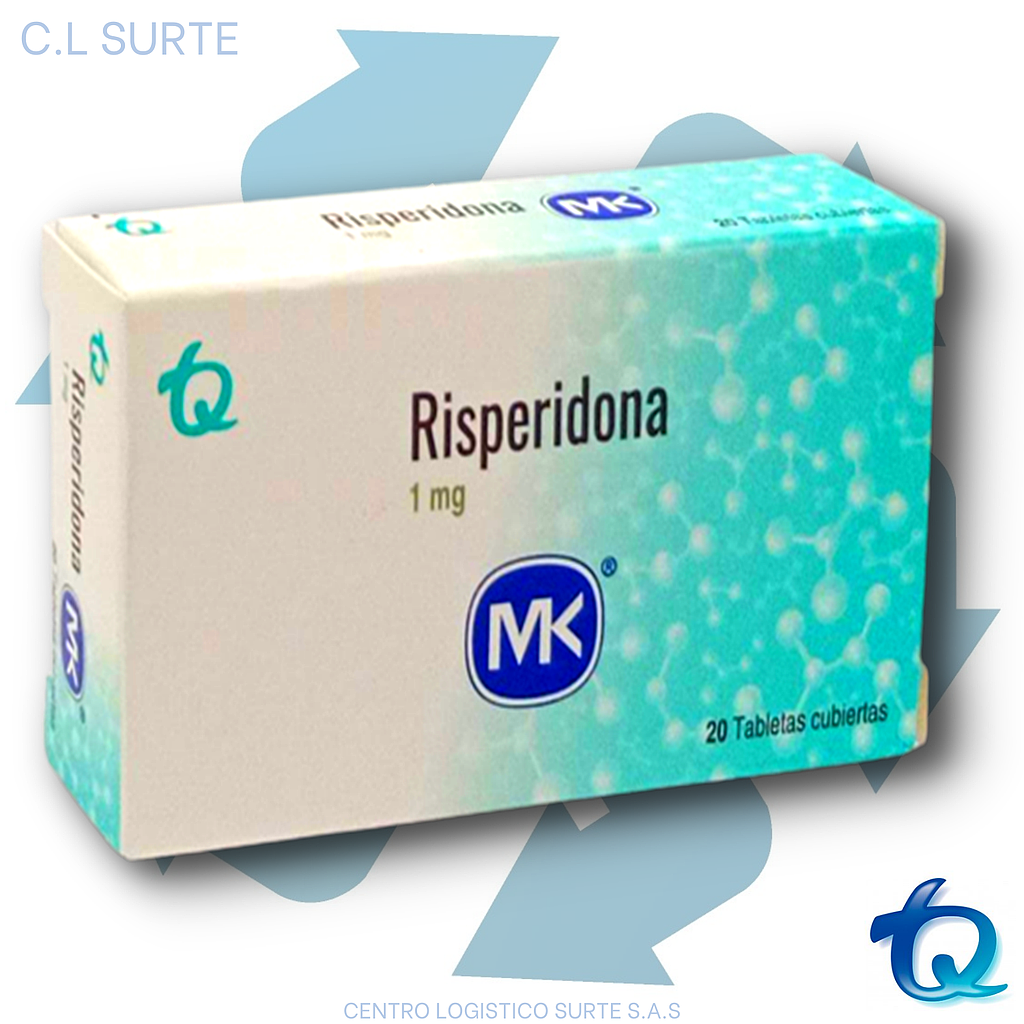 RISPERIDONA 1 MG X 20 TAB MK TQ $
