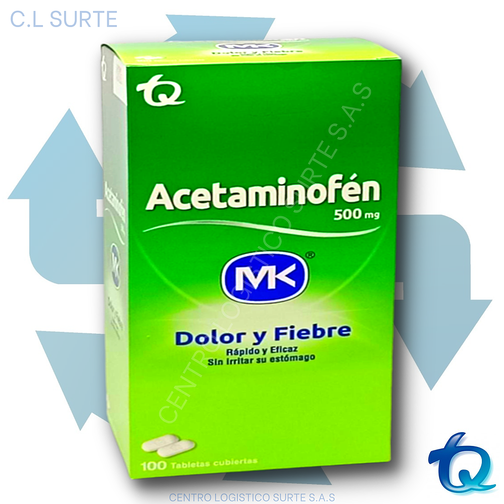 ACETAMINOFEN 500 MG X 100 TAB MK TQ DOLOR