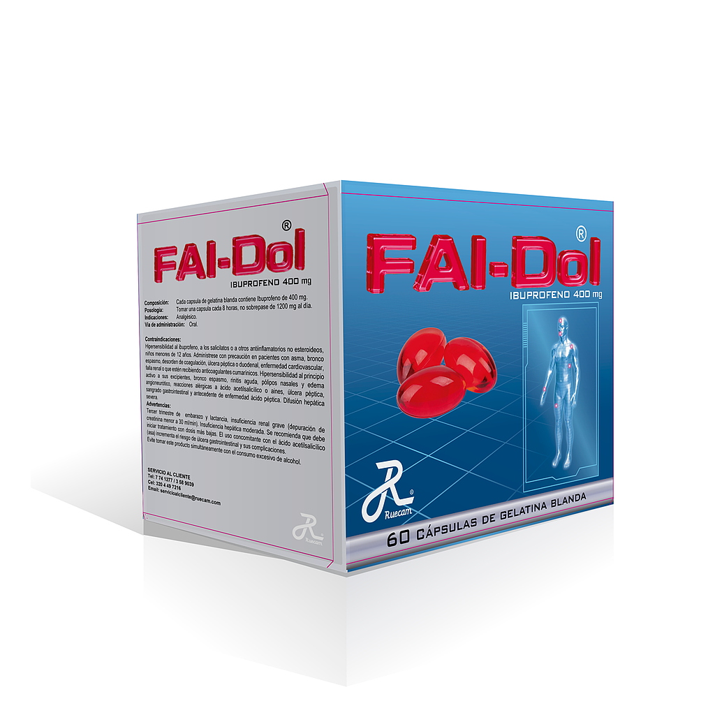 FAI-DOL X 60 SOFT GEL IBUPROFENO 400 MG RUECAM