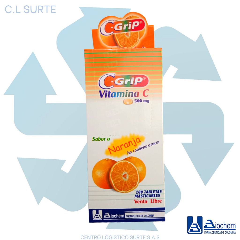C GRIP X 100 TAB NARANJA VITAMINA C  BIOCHEM