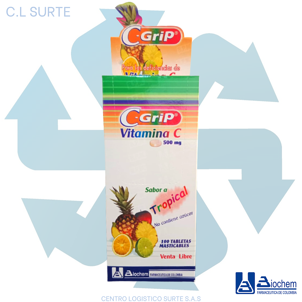C GRIP X 100 TAB TROPICAL VITAMINA C  BIOCHEM