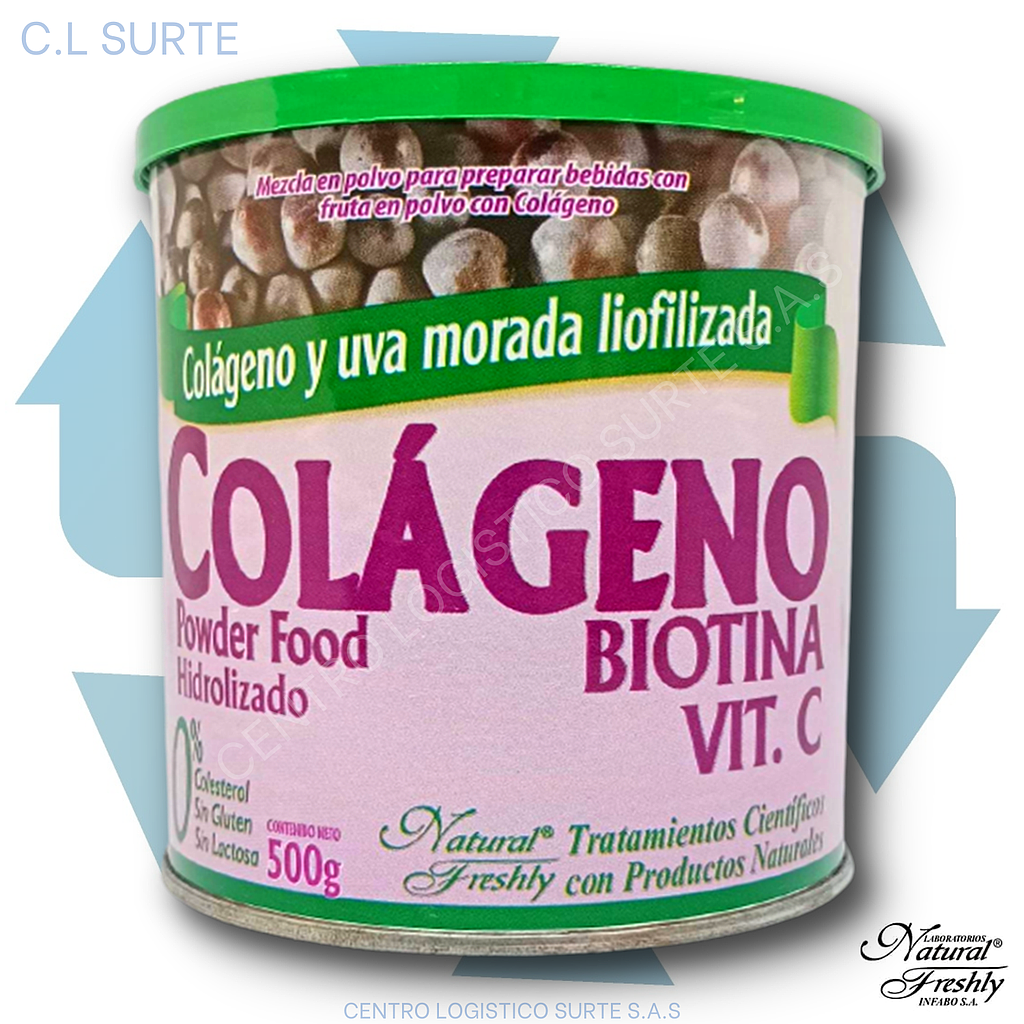 COLAGENO HIDROLIZADO X 500 GR BIOTINA UVA FRESHLY + IVA