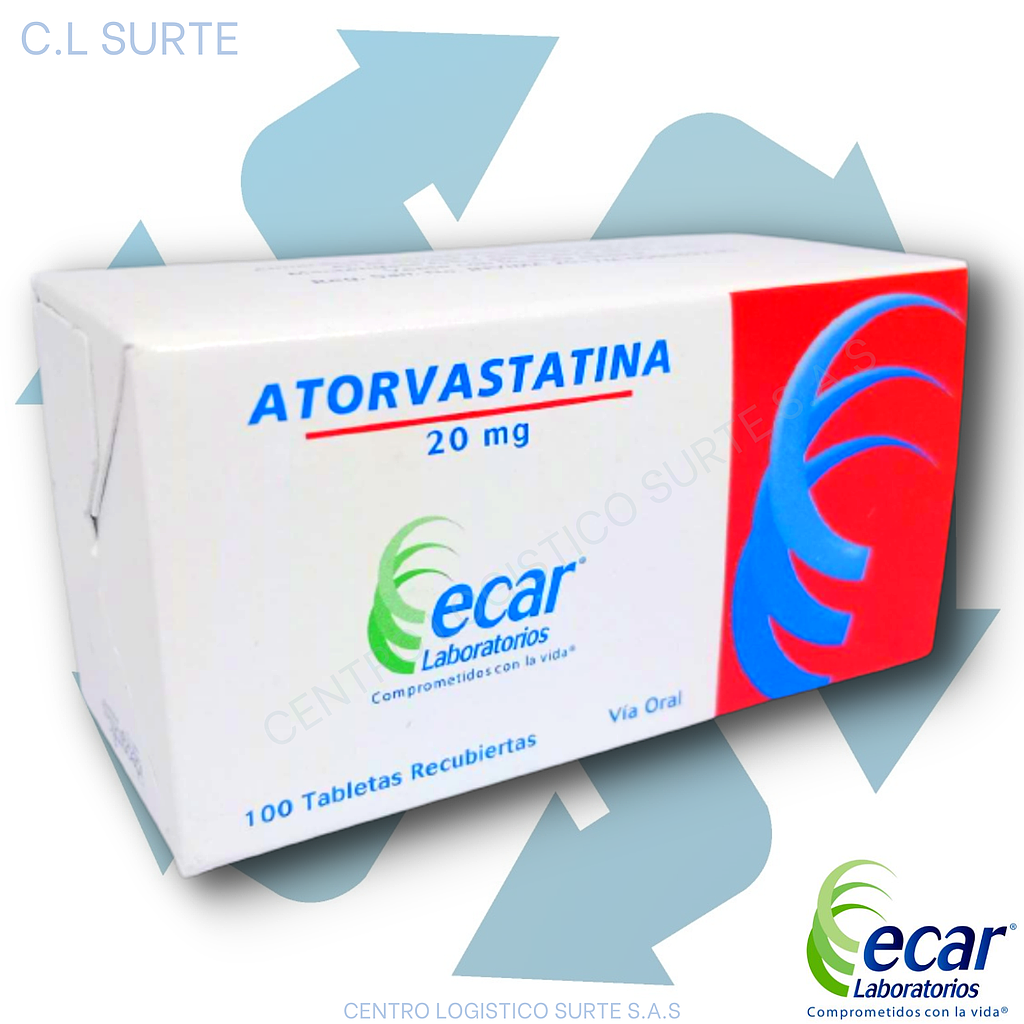 ATORVASTATINA 20 MG X 100 TABS ECAR