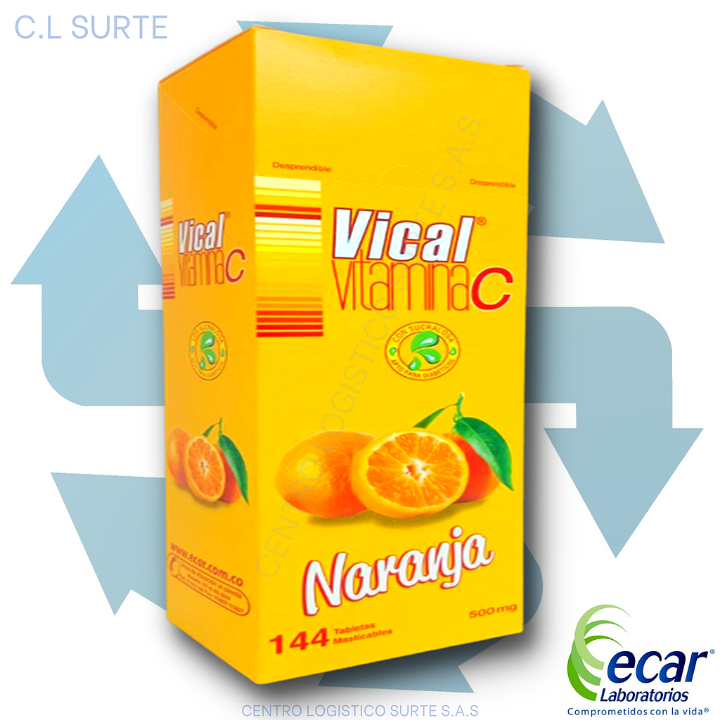 VICAL VITAMINA C NARANJA 500 MG X 144 TAB ECAR