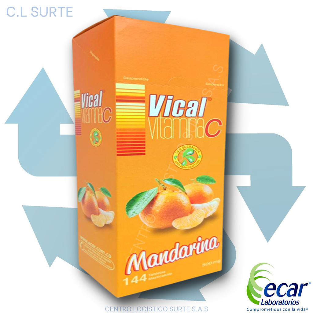 VICAL VITAMINA C MANDARINA 500 MG X 144 TAB ECAR