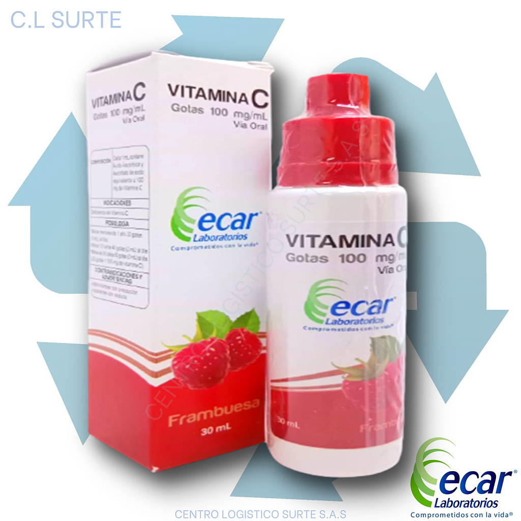 VITAMINA C GOTAS 100 MG X 30 ML FRAMBUESA ECAR