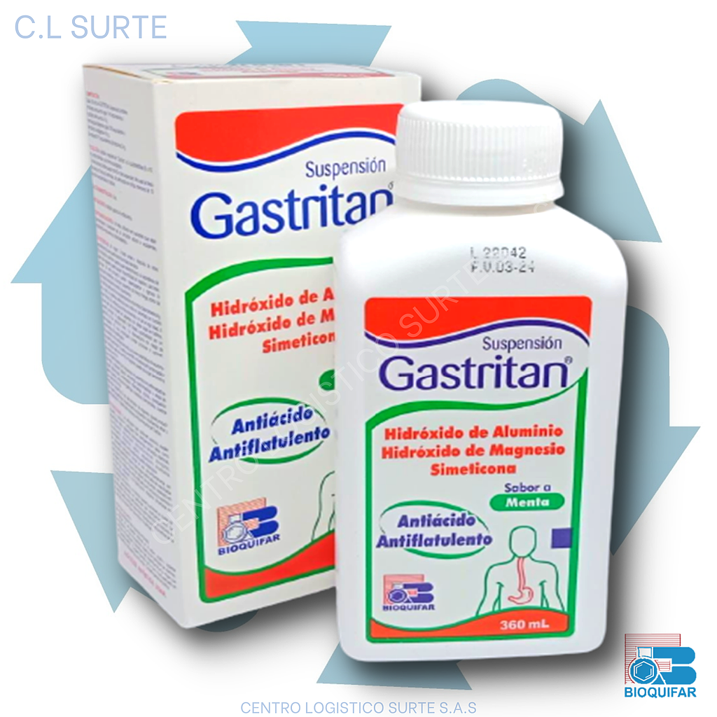 GASTRITAN X 360 ML HIDROX DE ALUM+HIDROX DE MAGN+SIMETICONA BIOQUIFAR