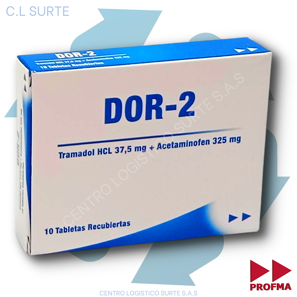 DOR-2 X 10 TAB ACETAMINOFEN 325 MG + TRAMADOL HCL 37,5 MG PROFMA