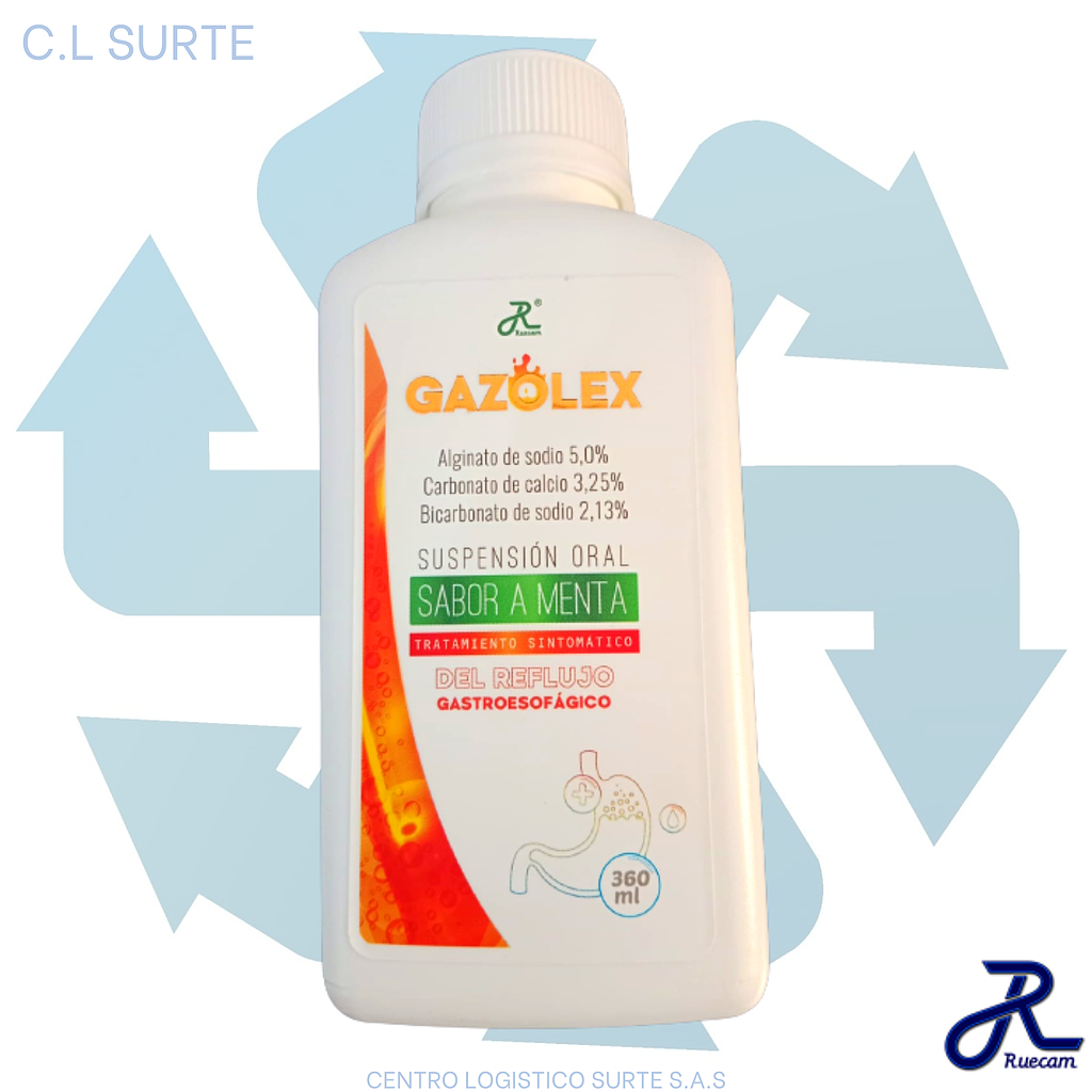 GAZOLEX X 360 ML ALGINATO + CARB DE CALCIO + BICARB DE SODIO RUECAM