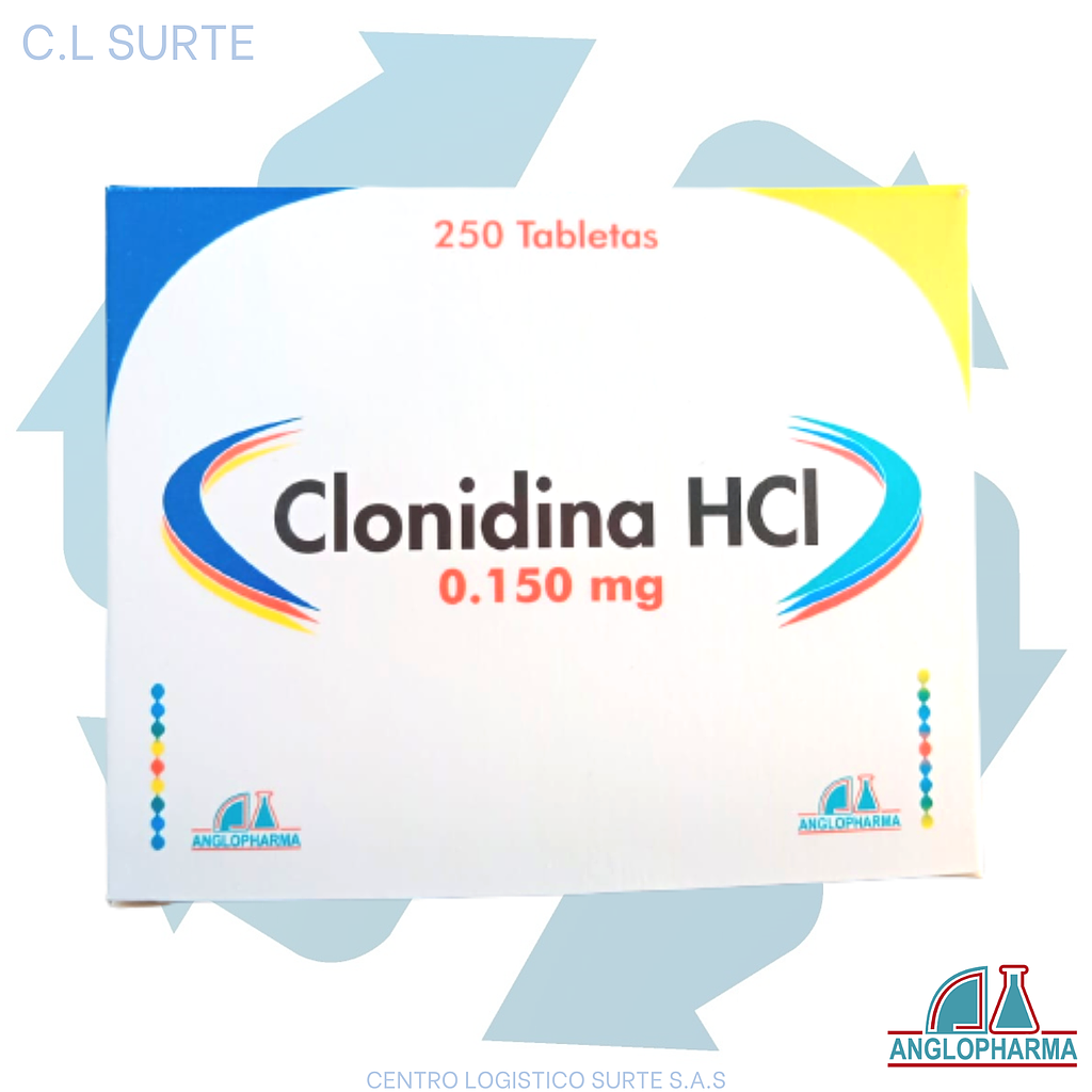 CLONIDINA HCL 0.150 MG X 250 TAB ANGLOPHARMA