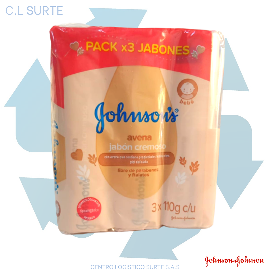 JABON JJ BABY X 110 GR AVENA PACK X 3 UNDS (16) + IVA