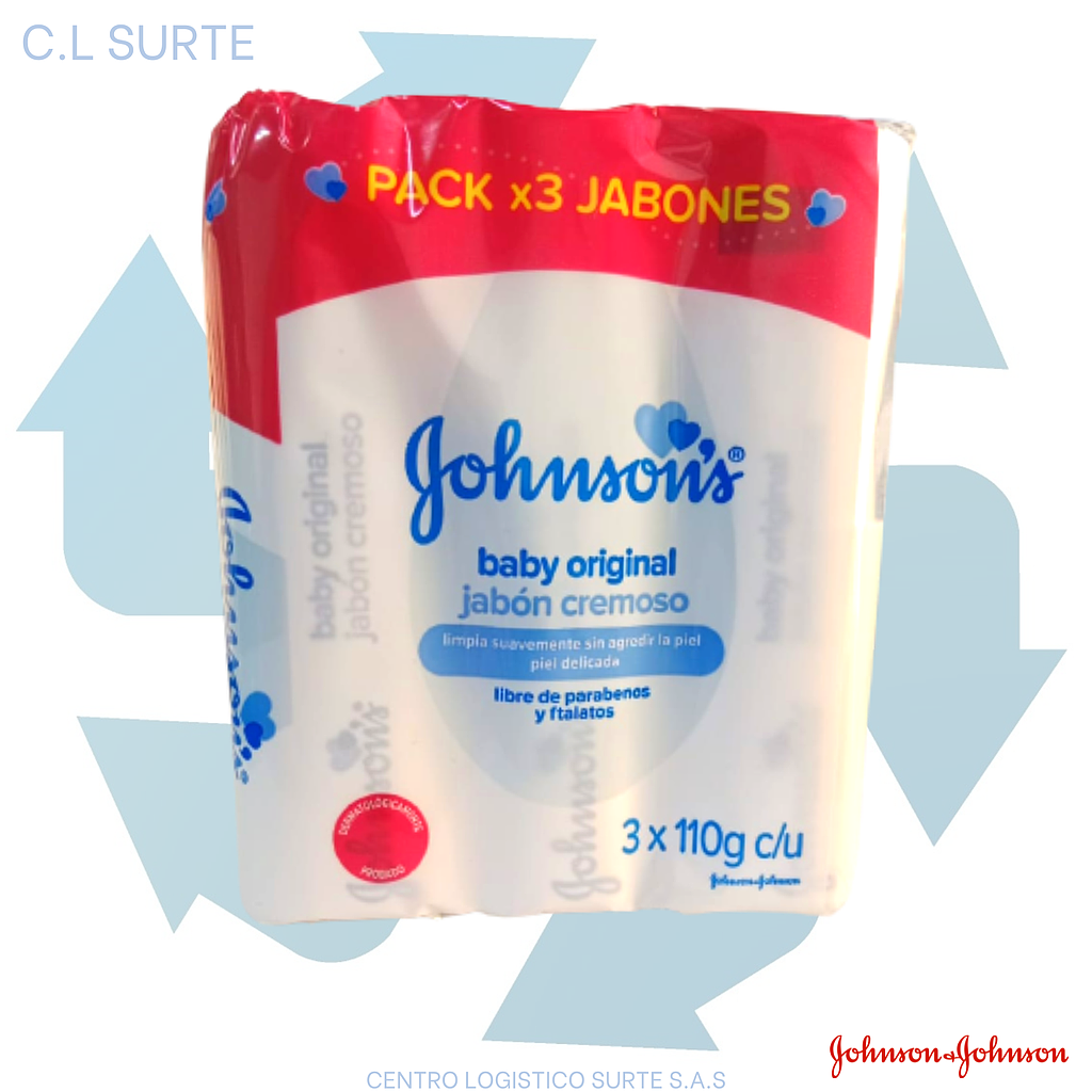 JABON JJ BABY X 110 GR ORIGINAL BLANCO PACK X 3 UNDS (16) + IVA