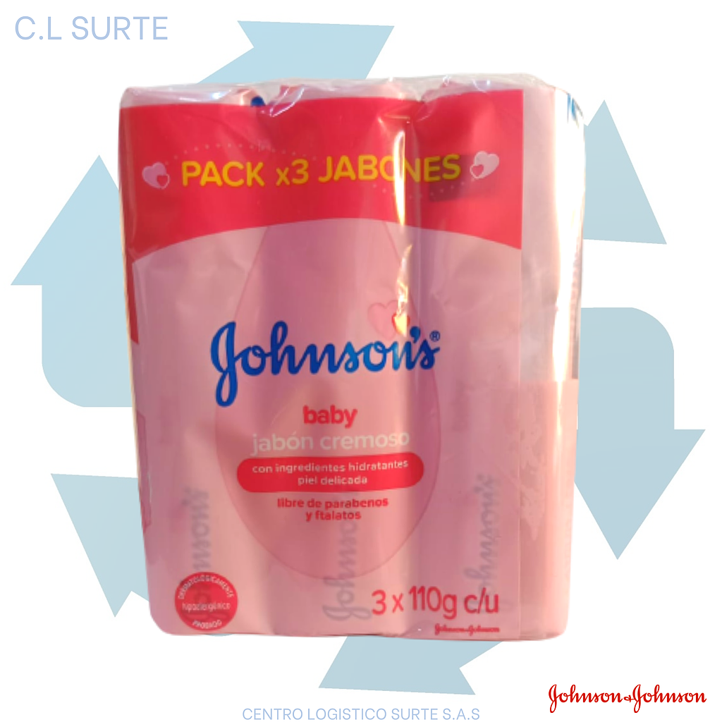 JABON JJ BABY X 110 GR ROSADO PACK X 3 UNDS (16) + IVA