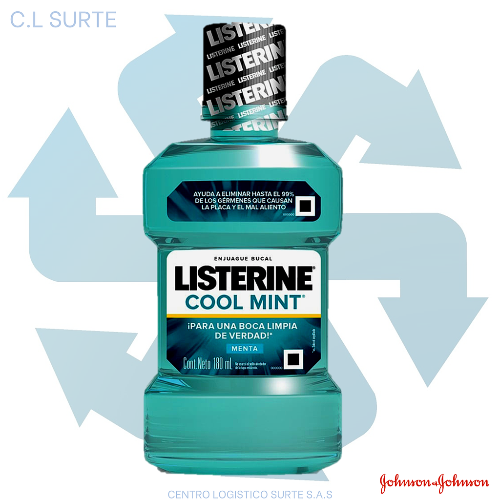 LISTERINE ENJUAGUE X 180 ML COOL MINT (12) JJ + IVA
