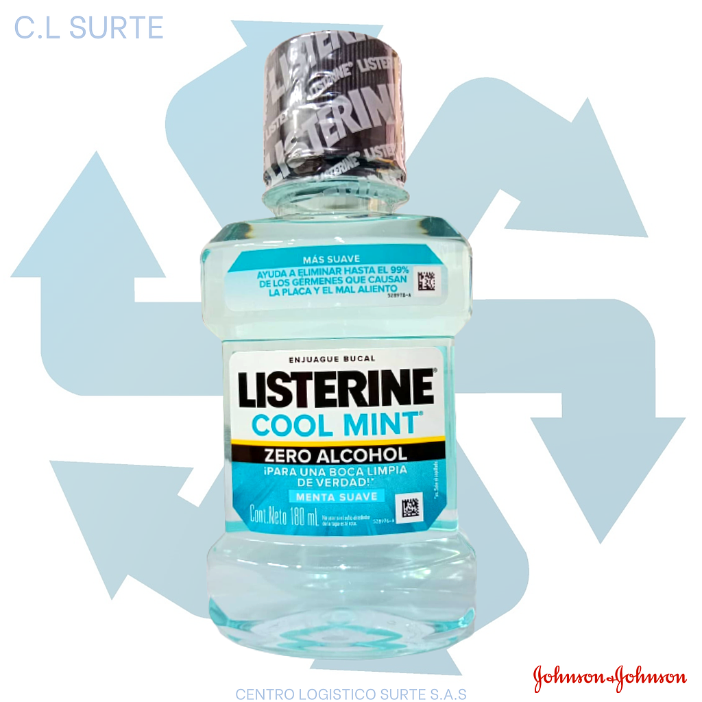 LISTERINE ENJUAGUE X 180 ML COOL MINT ZERO ALCOHOL (12) JJ + IVA