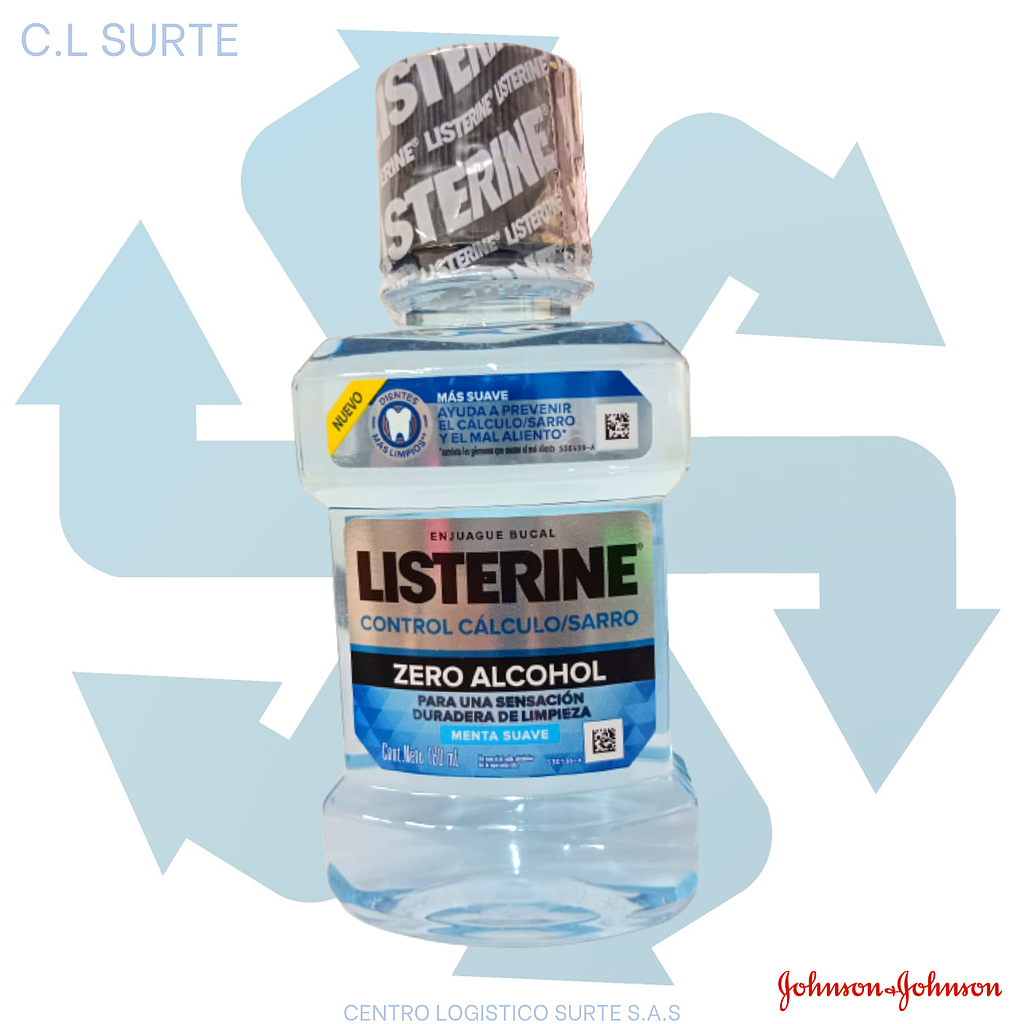 LISTERINE ENJUAGUE X 180 ML CONTROL CALCULO ZERO ALCOHOL (12) JJ + IVA