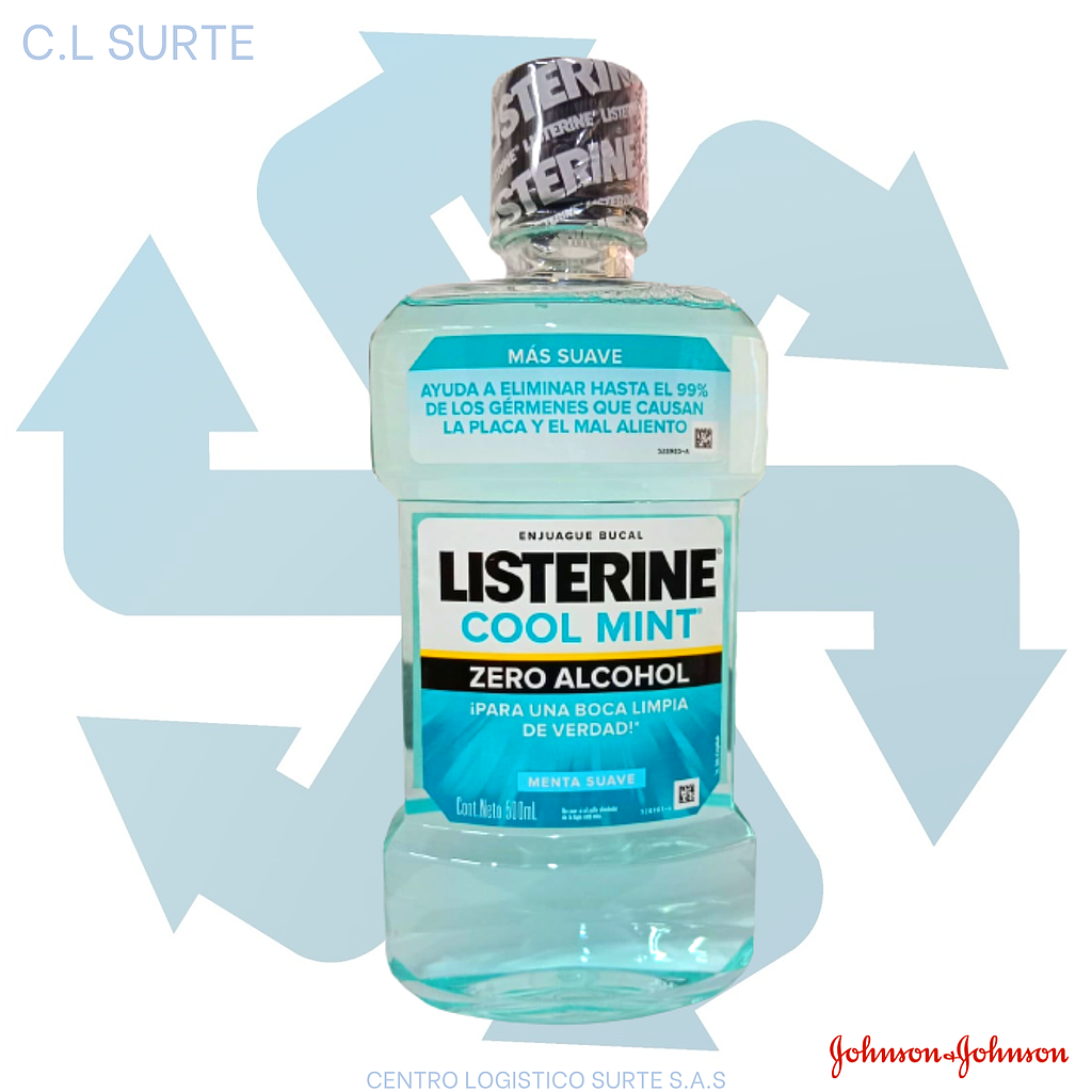LISTERINE ENJUAGUE X 500 ML COOL MINT ZERO ALCOHOL (12) JJ + IVA