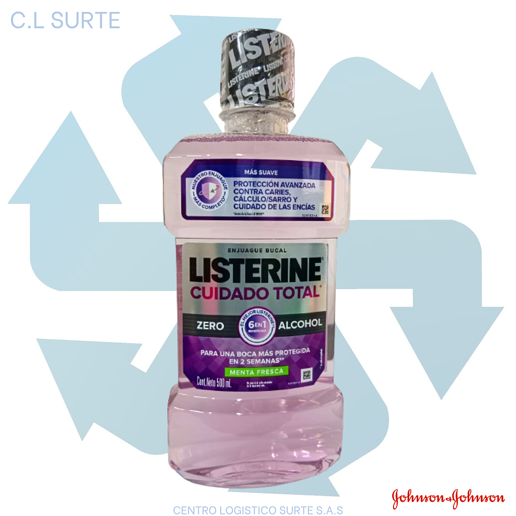 LISTERINE ENJUAGUE X 500 ML CUIDADO TOTAL ZERO ALCOHOL (12) JJ + IVA