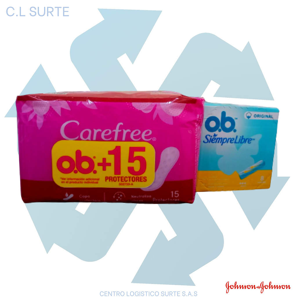 TAMPON OB X  8 ORIGINAL MED + CAREFREE X 15 (20) JJ