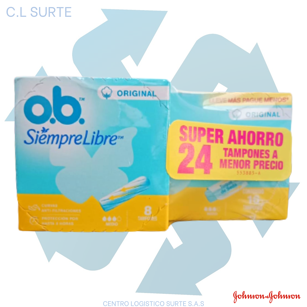 TAMPON OB X 16 ORIGINAL MED + OB ORIG MED X 8 (10) JJ    