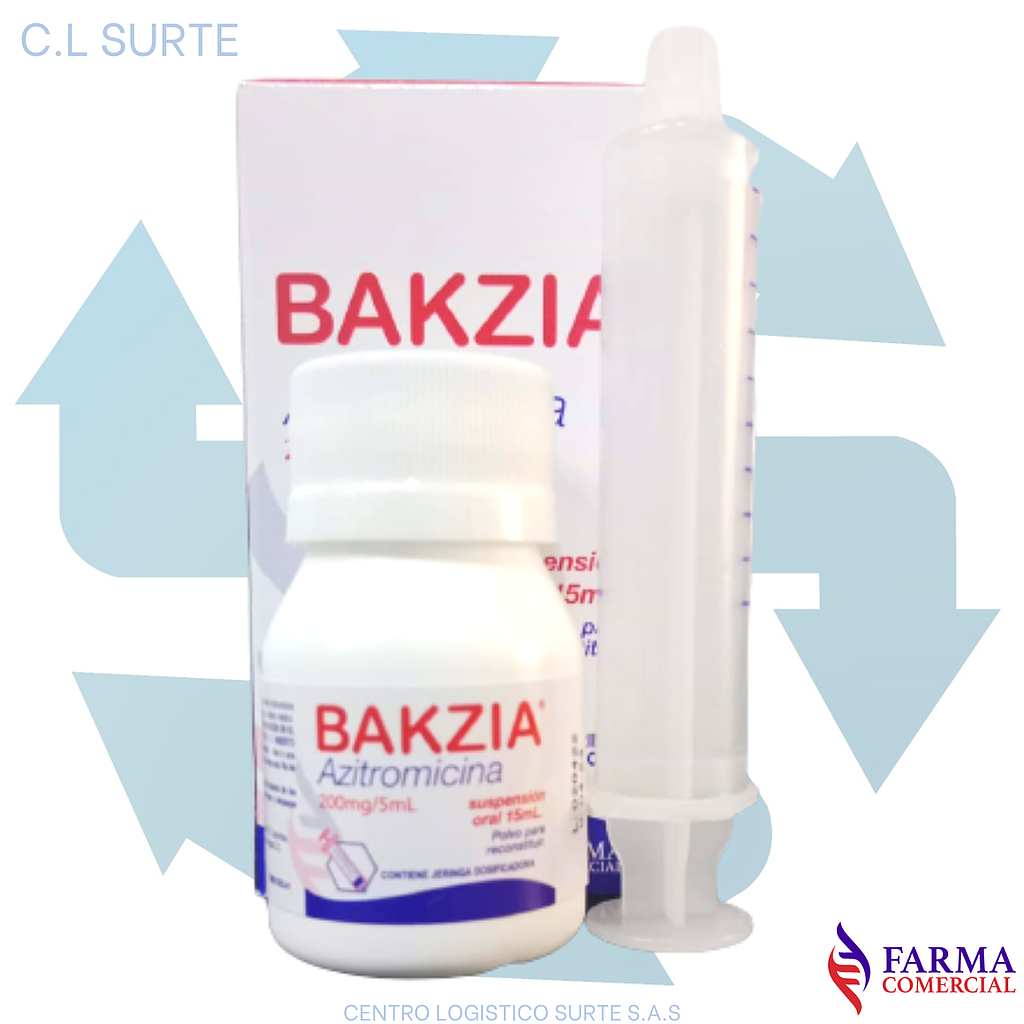 BAKZIA 200 MG X 15 ML SUSP AZITROMICINA FARMA COMERCIAL