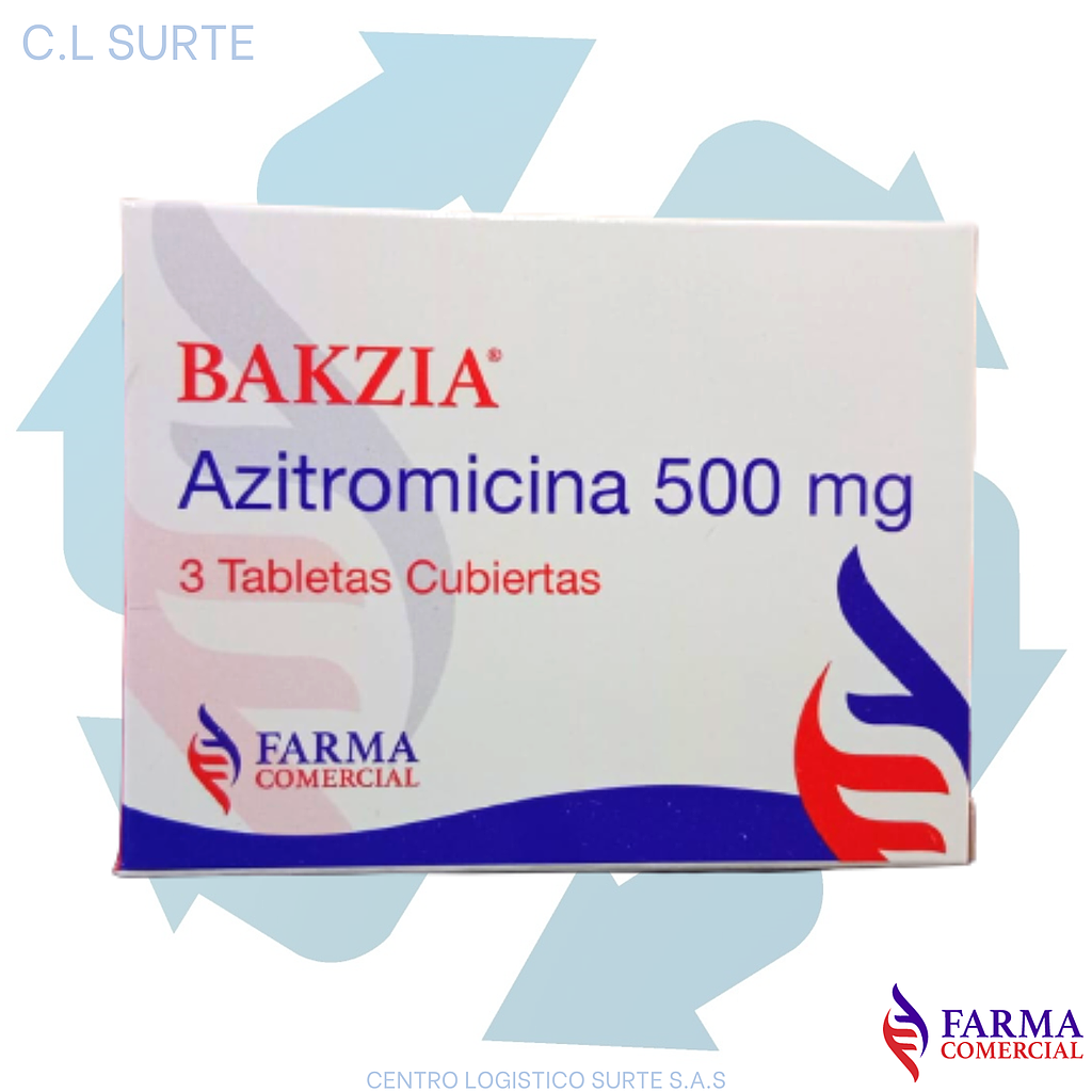 BAKZIA 500 MG X 3 TAB AZITROMICINA FARMA COMERCIAL
