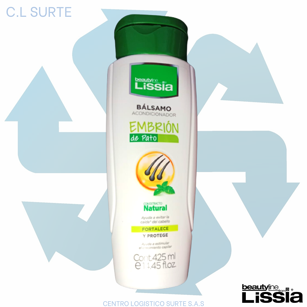 LISSIA ACONDICIONADOR X 425 ML EMBRION DE PATO FORTALECE Y PROTEGE + IVA