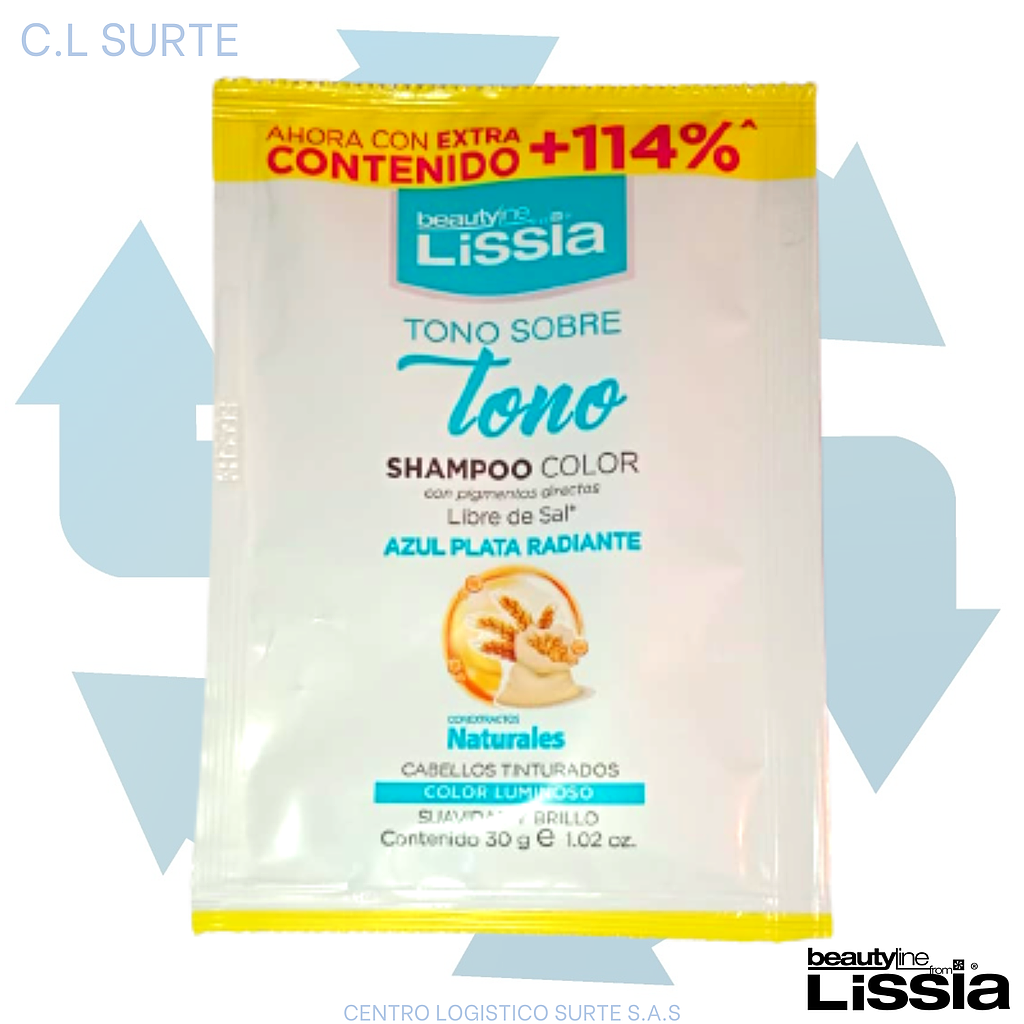 LISSIA CHAMPU COLOR SOBRE X 30 GR AZUL PLATA RADIANTE + IVA