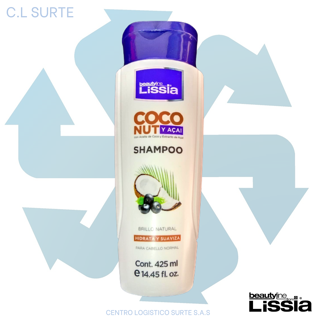 LISSIA CHAMPU X 425 COCO NUT Y ACAI  HIDRATA Y SUAVISA + IVA
