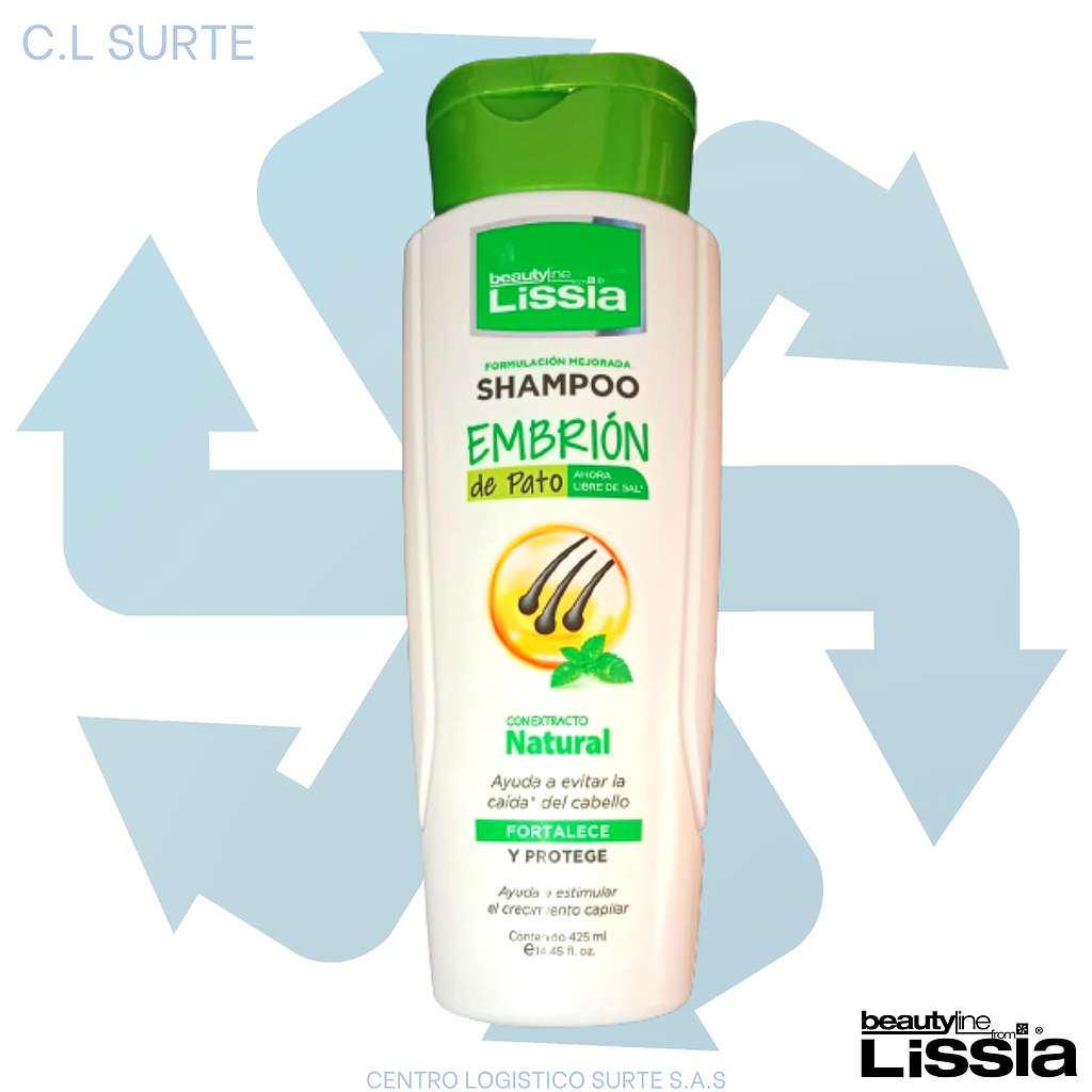 LISSIA CHAMPU X 425 EMBRION DE PATO FORTALECE Y PROTEGE + IVA